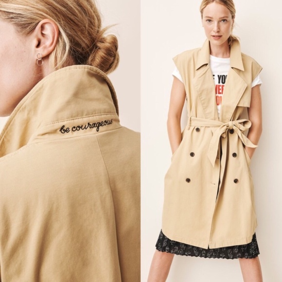 a new day Jackets & Blazers - A New Day Vital Voices Tan Sleeveless Trench New